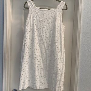 Talbots White Sleeveless Embroidered Sleath Dress,  Size 16P